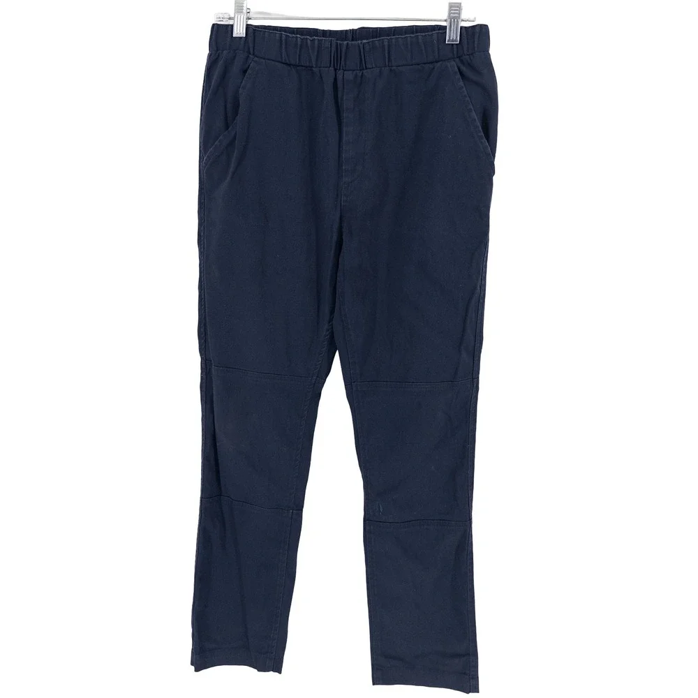 Bearded Goat Mens M Pants Navy Blue Elastic Waist Stretch Twill Gorpcore Utility - Picture 2 of 16